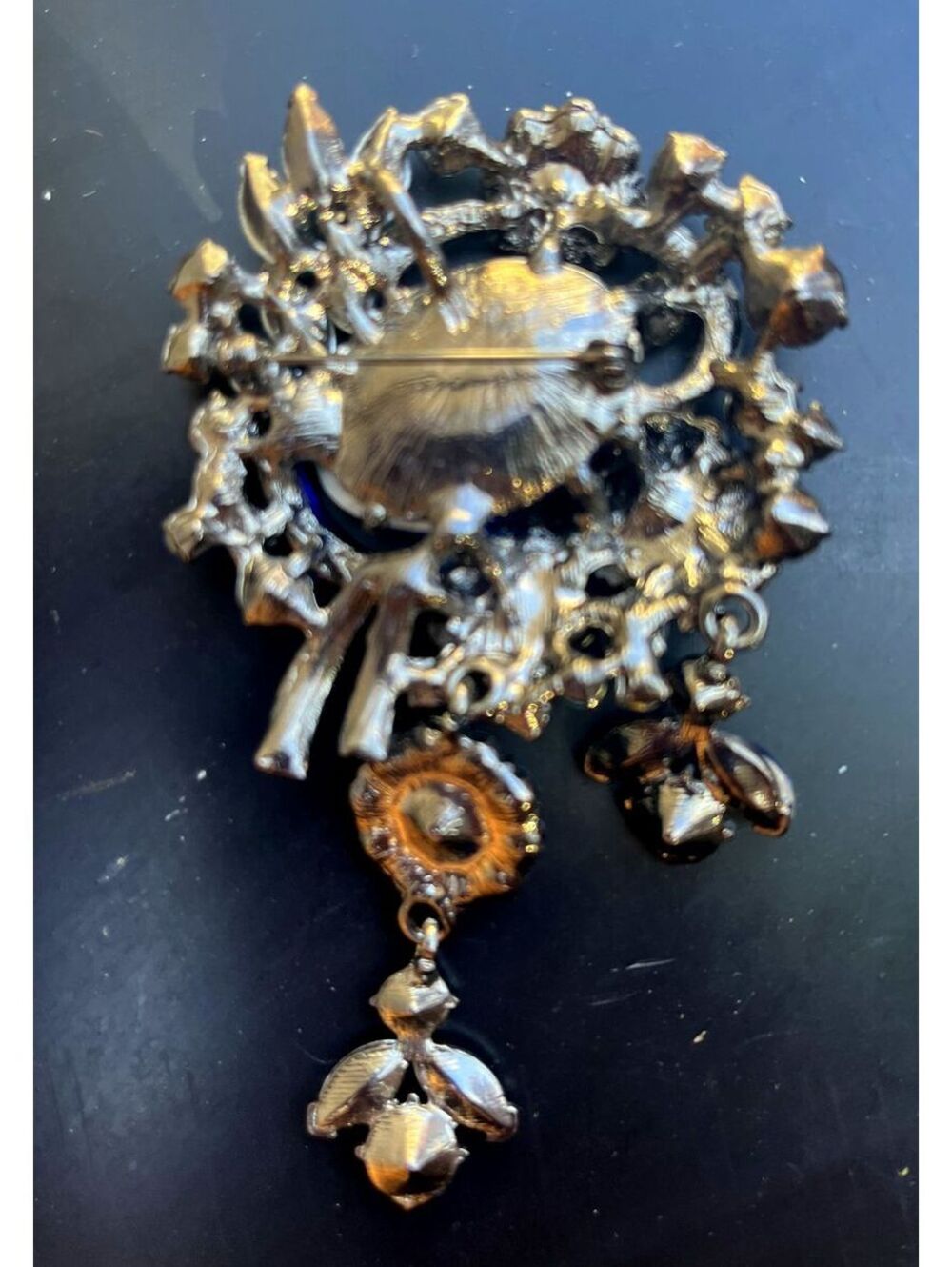 Blue Saphire Rhinestone Brooch Pin - Picture 2 of 4
